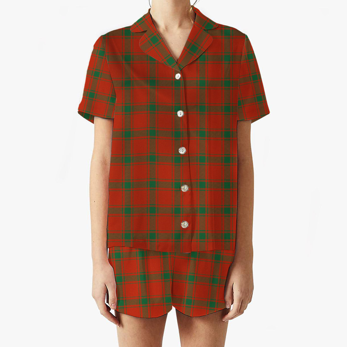 ScotsTee Shop Scottish Donald of the Isles Red Ancient Women's Short Sleeve Short Set Tartan Pyjama Set
