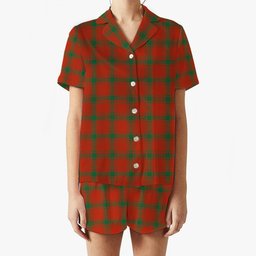 ScotsTee Shop Scottish Donald of the Isles Red Ancient Women's Short Sleeve Short Set Tartan Pyjama Set