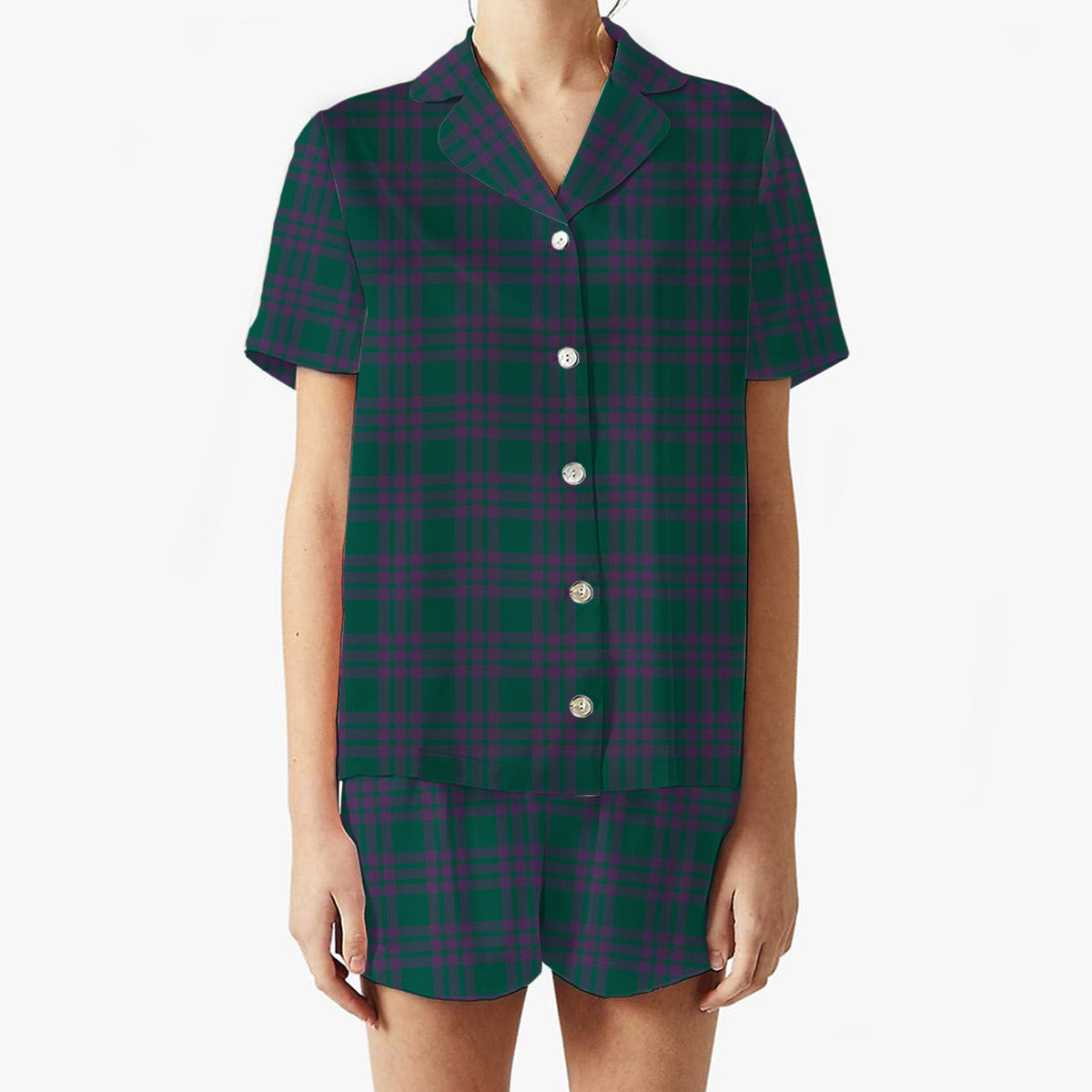 ScotsTee Shop Scottish Elphinstone Modern Women's Short Sleeve Short Set Tartan Pyjama Set