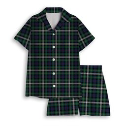 ScotsTee Shop Scottish Farquharson Dress Modern Women's Short Sleeve Short Set Tartan Pyjama Set