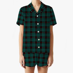 ScotsTee Shop Scottish Douglas Black Modern Women's Short Sleeve Short Set Tartan Pyjama Set