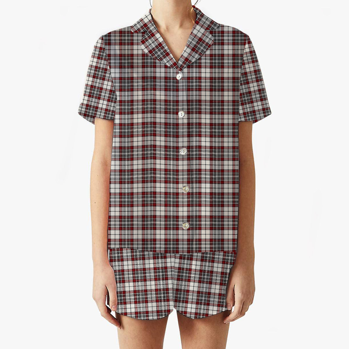 ScotsTee Shop Scottish Dunbar Plaid Modern Women's Short Sleeve Short Set Tartan Pyjama Set