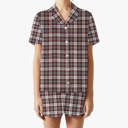ScotsTee Shop Scottish Dunbar Plaid Modern Women's Short Sleeve Short Set Tartan Pyjama Set