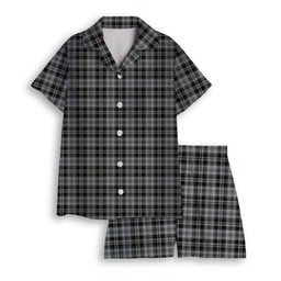 ScotsTee Shop Scottish Drummond Grey Ancient Women's Short Sleeve Short Set Tartan Pyjama Set