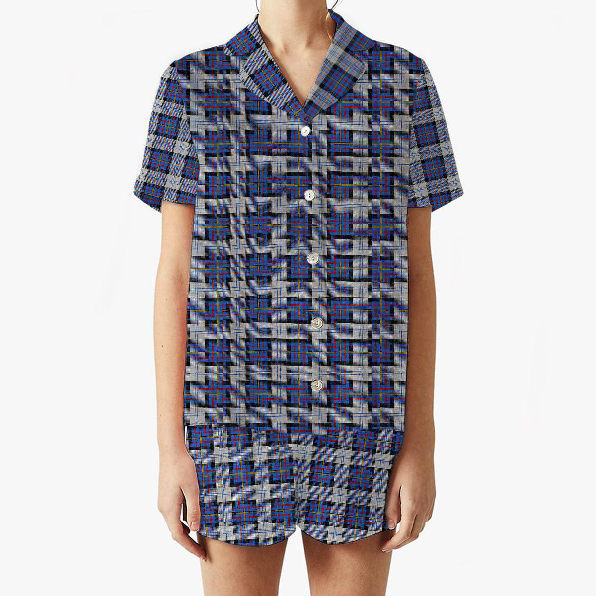 ScotsTee Shop Scottish Gillies Dress Blue Women's Short Sleeve Short Set Tartan Pyjama Set