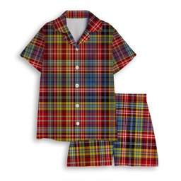 ScotsTee Shop Scottish Drummond of Strathallan Modern Women's Short Sleeve Short Set Tartan Pyjama Set