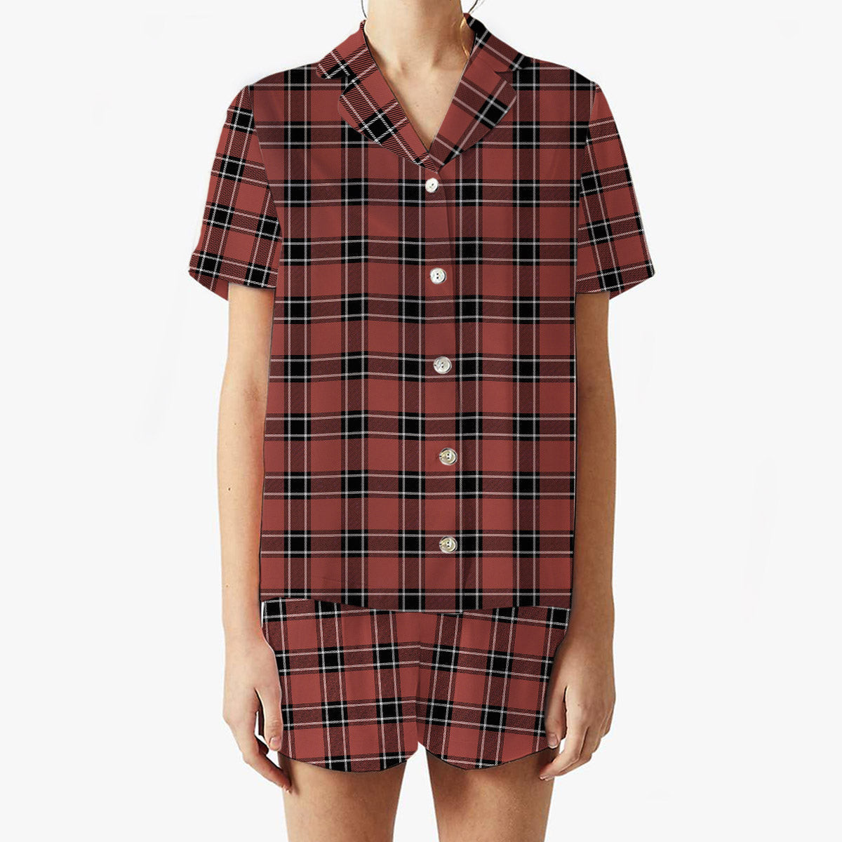 ScotsTee Shop Scottish Dunbar District Ancient Women's Short Sleeve Short Set Tartan Pyjama Set