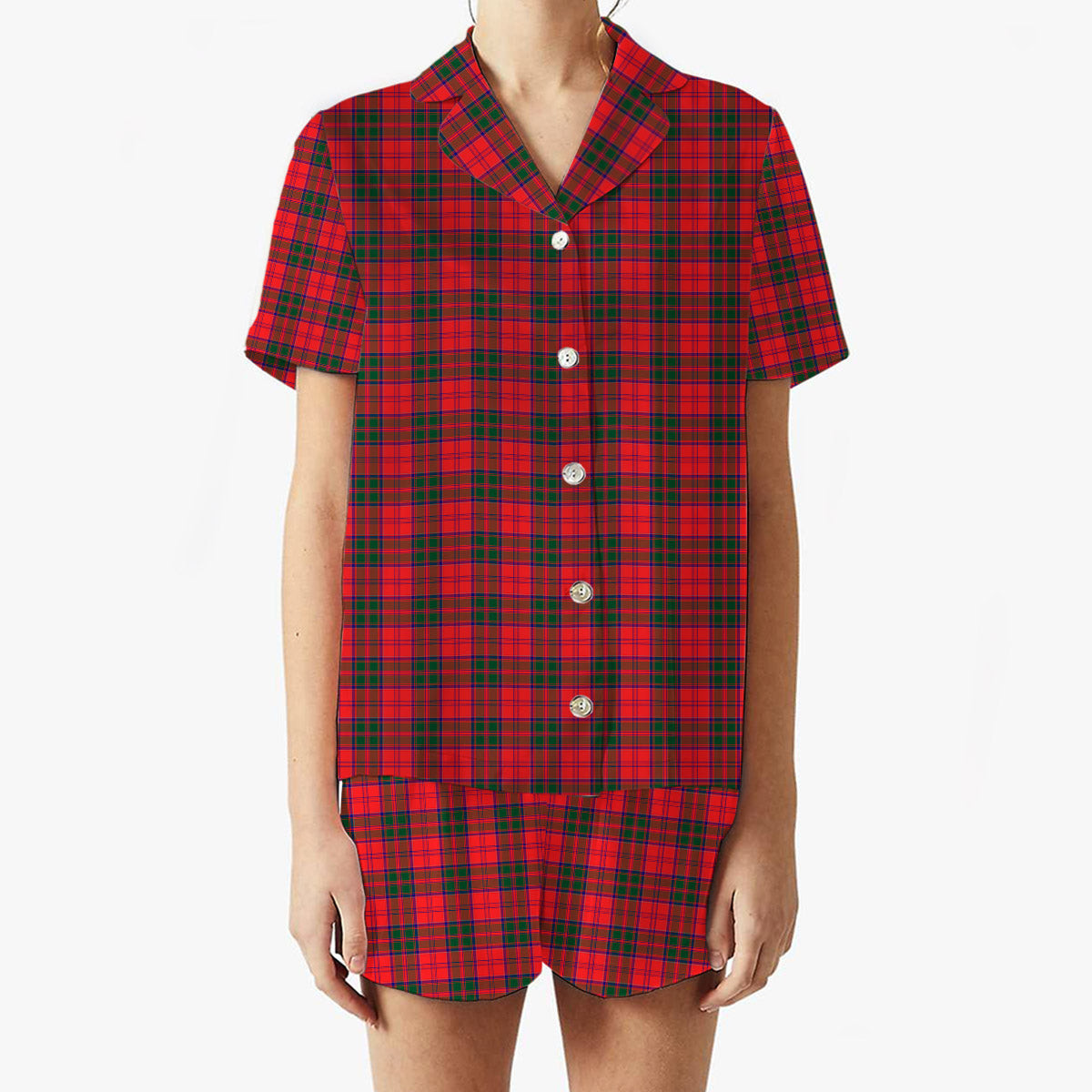 ScotsTee Shop Scottish Drummond Modern Women's Short Sleeve Short Set Tartan Pyjama Set