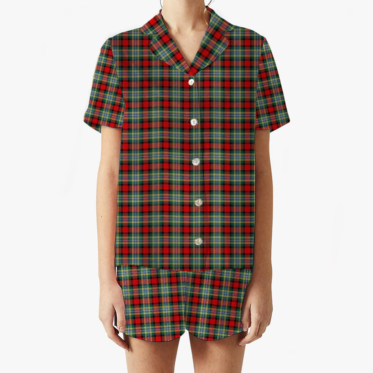 ScotsTee Shop Scottish Dundee District Modern Clan Women's Short Sleeve Short Set Tartan Pyjama Set