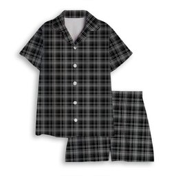 ScotsTee Shop Scottish Drummond Grey Clans Originaux Women's Short Sleeve Short Set Tartan Pyjama Set