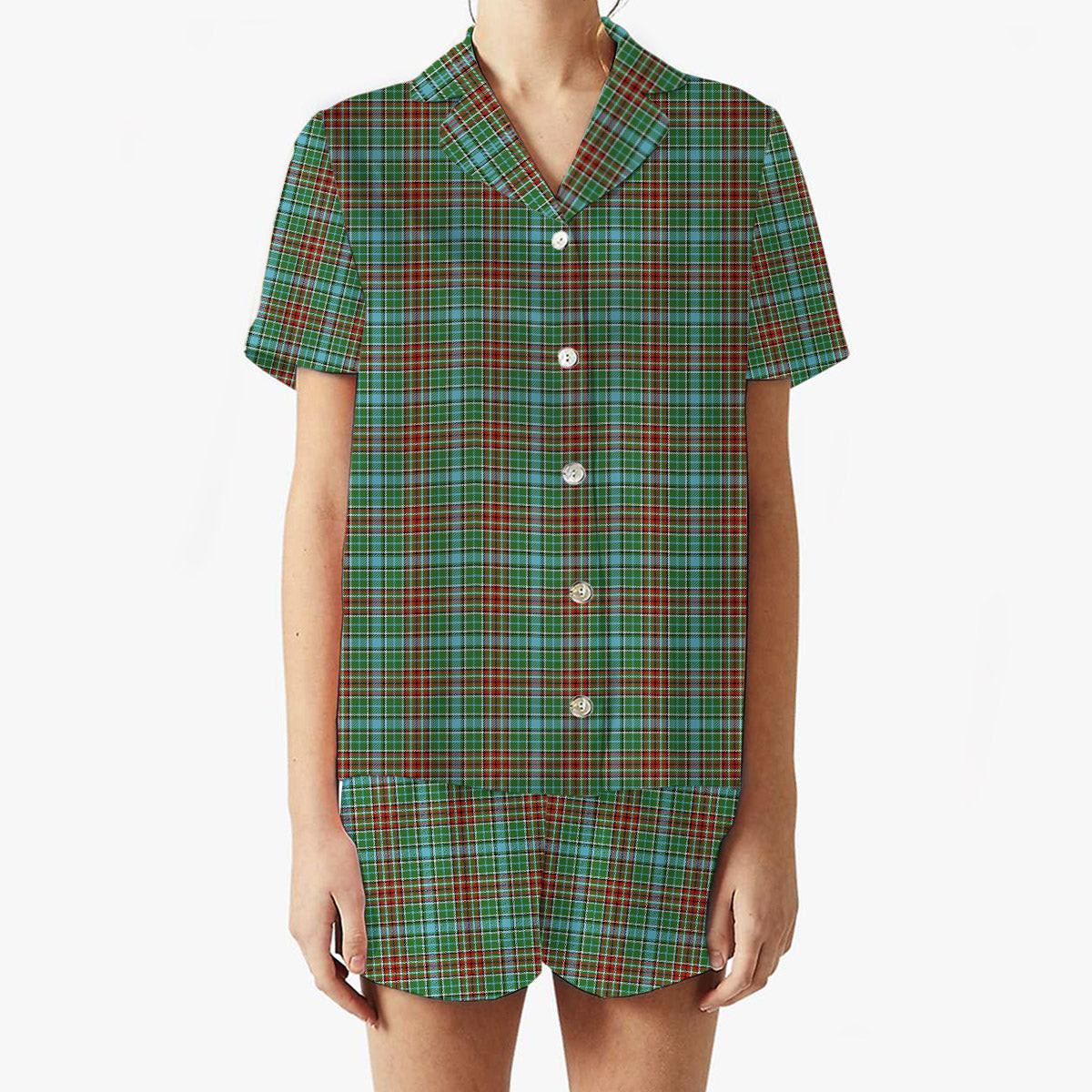 ScotsTee Shop Scottish Gayre Modern Women's Short Sleeve Short Set Tartan Pyjama Set