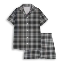 ScotsTee Shop Scottish Douglas Grey Modern Women's Short Sleeve Short Set Tartan Pyjama Set