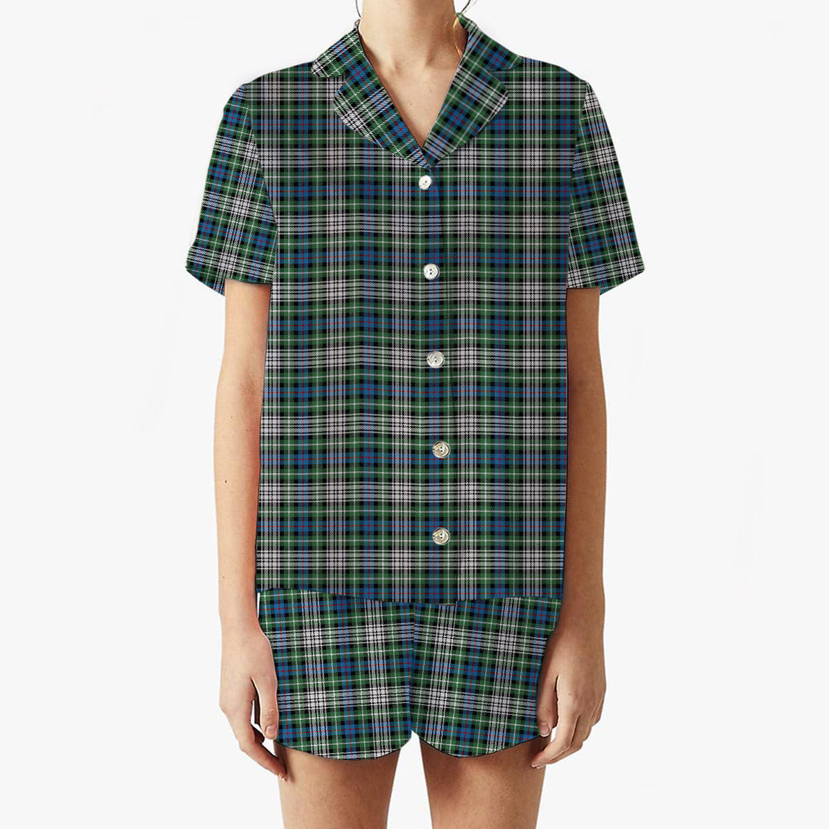 ScotsTee Shop Scottish Davidson of Tulloch Dress Ancient Women's Short Sleeve Short Set Tartan Pyjama Set