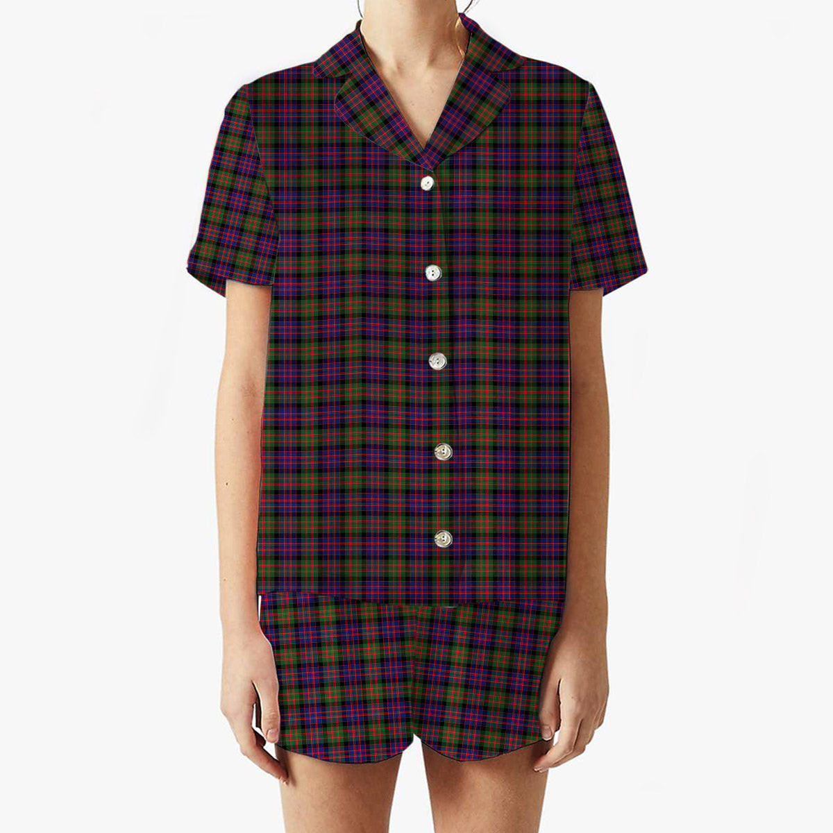 ScotsTee Shop Scottish Donald Modern Women's Short Sleeve Short Set Tartan Pyjama Set