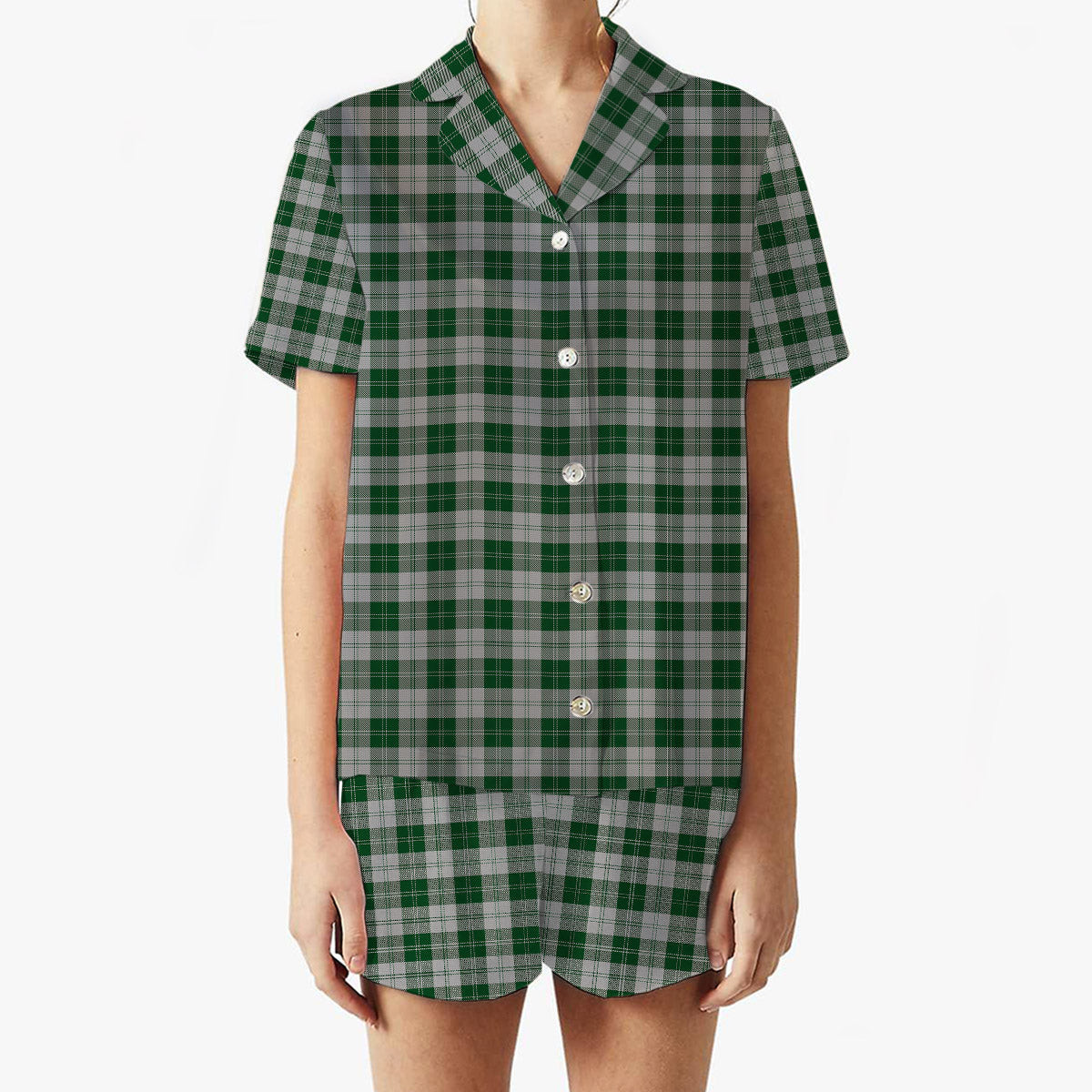 ScotsTee Shop Scottish Erskine Green Women's Short Sleeve Short Set Tartan Pyjama Set