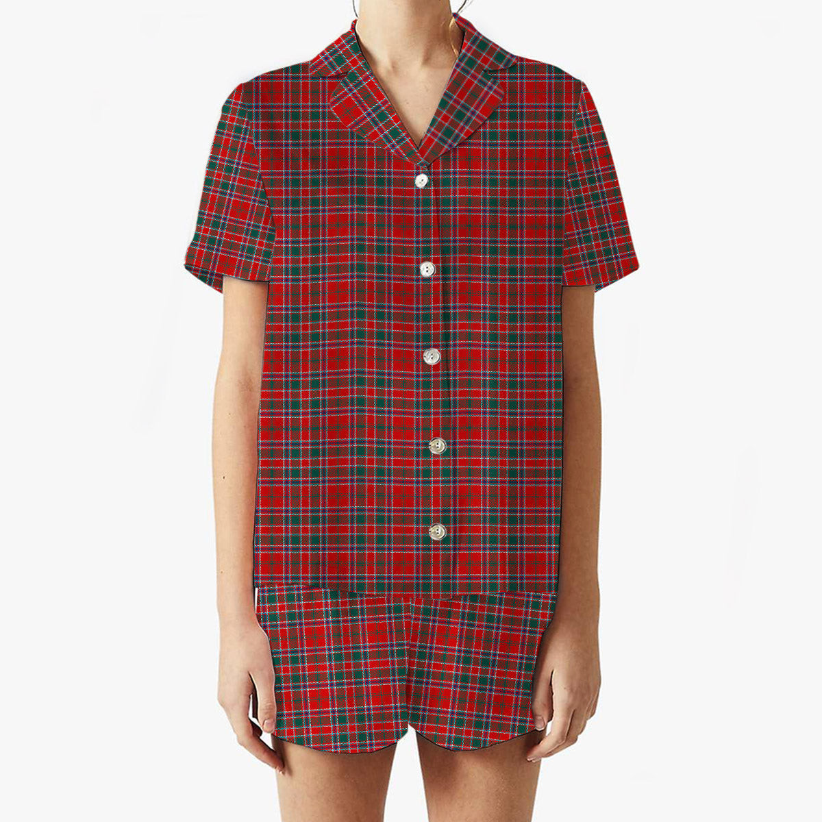 ScotsTee Shop Scottish Donald of Lochmaddy Modern Women's Short Sleeve Short Set Tartan Pyjama Set