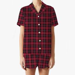 ScotsTee Shop Scottish Galbraith Maroon Modern Women's Short Sleeve Short Set Tartan Pyjama Set