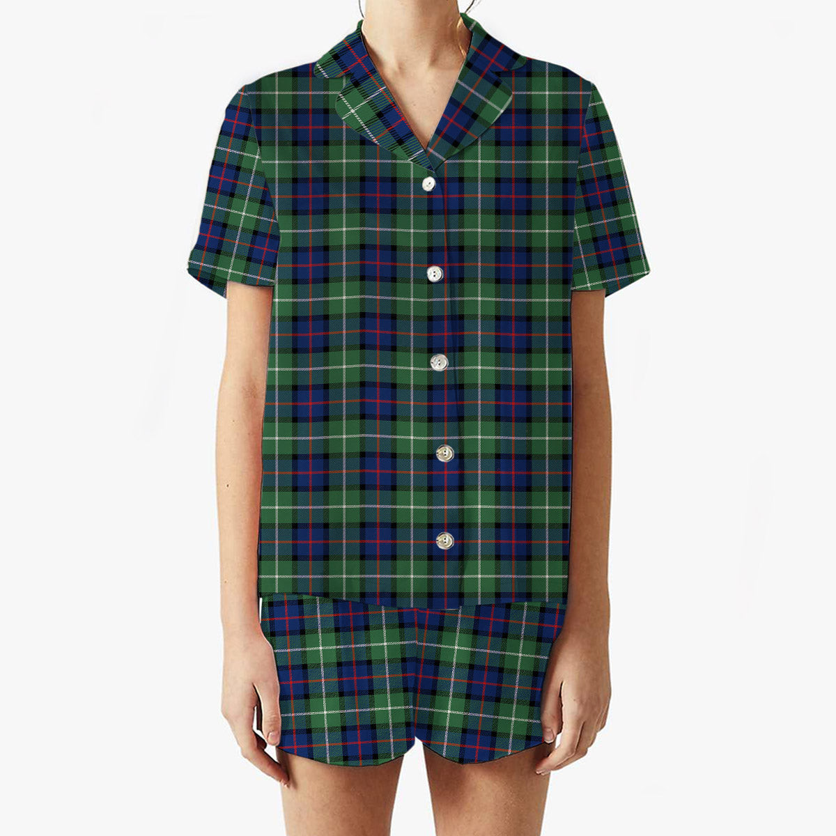 ScotsTee Shop Scottish Davidson of Tulloch Modern Women's Short Sleeve Short Set Tartan Pyjama Set