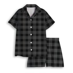 ScotsTee Shop Scottish Douglas Grey Women's Short Sleeve Short Set Tartan Pyjama Set