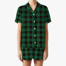 ScotsTee Shop Scottish Douglas Black Ancient Women's Short Sleeve Short Set Tartan Pyjama Set