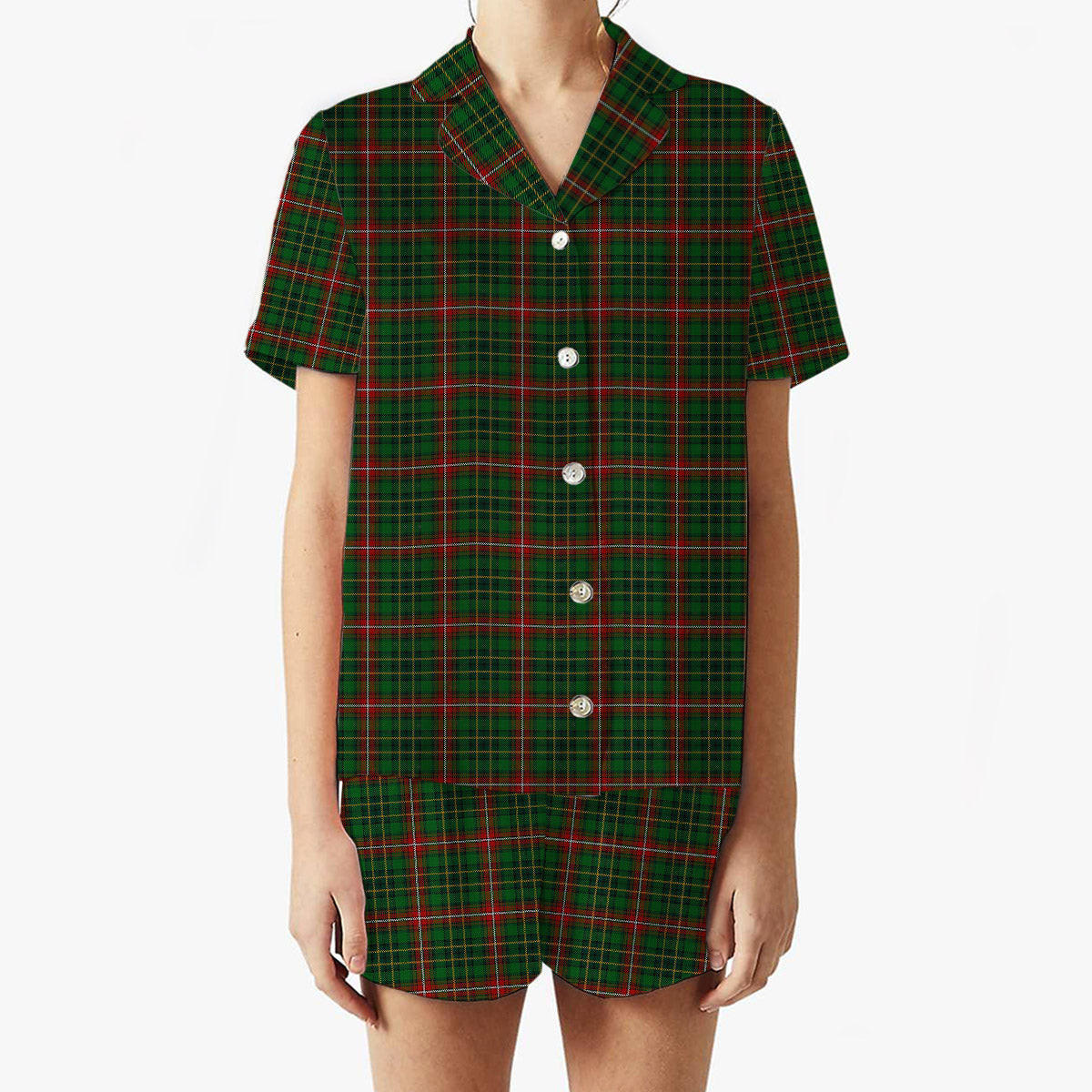 ScotsTee Shop Scottish Donegal County, Crest Range Women's Short Sleeve Short Set Tartan Pyjama Set