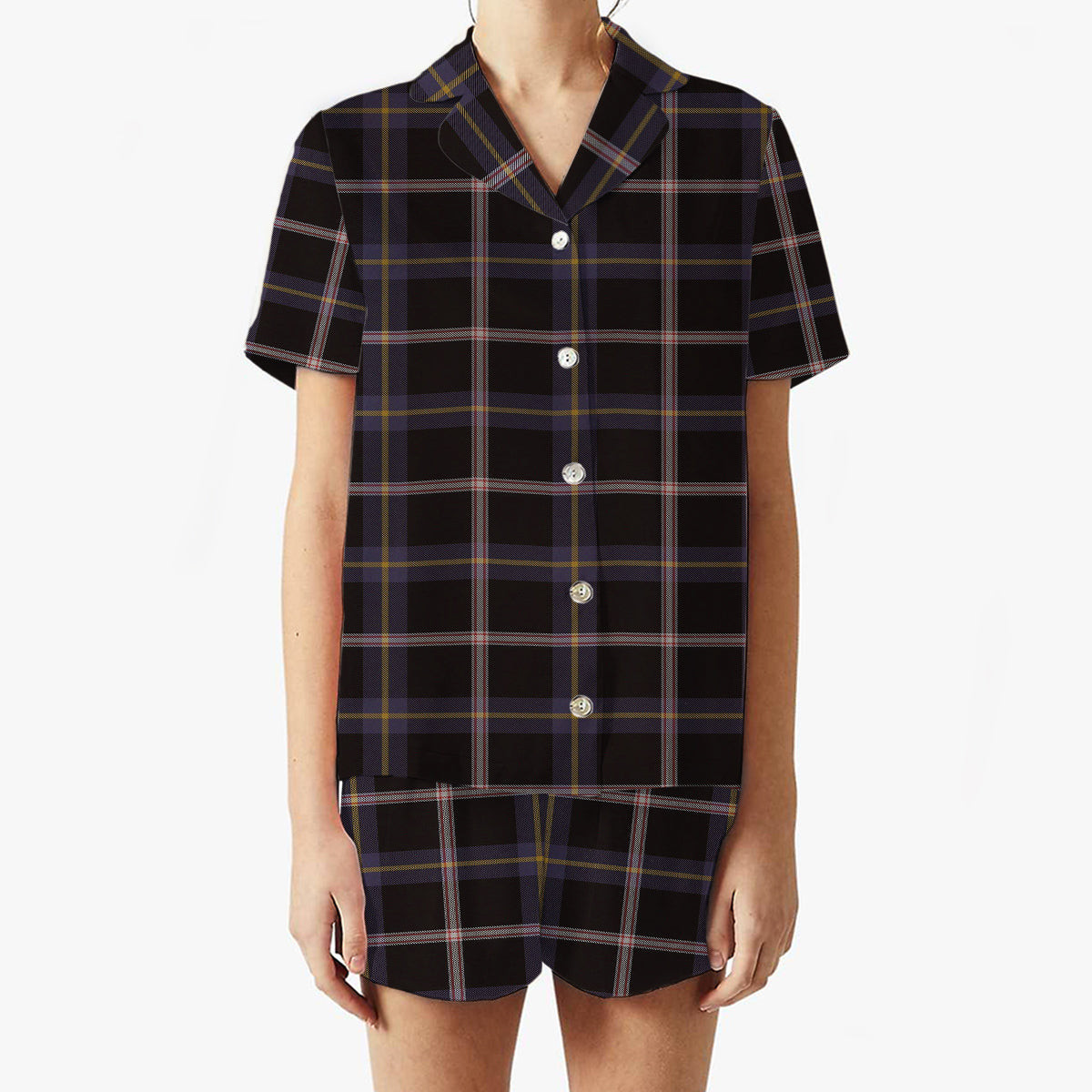 ScotsTee Shop Scottish Navy Dress Blue Women's Short Sleeve Short Set Tartan Pyjama Set