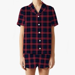 ScotsTee Shop Scottish Graham of Menteith Red Modern Women's Short Sleeve Short Set Tartan Pyjama Set