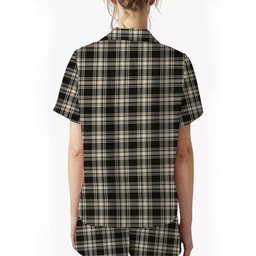 ScotsTee Shop Scottish Menzies Black & White Ancient Women's Short Sleeve Short Set Tartan Pyjama Set
