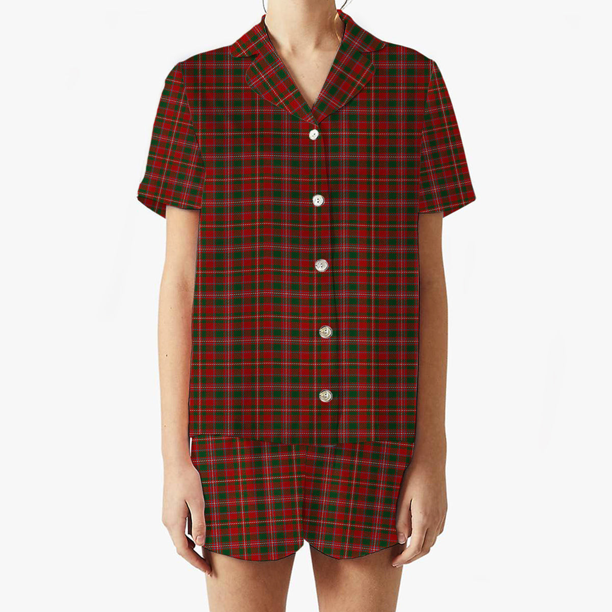 ScotsTee Shop Scottish MacKinnon 1845 Women's Short Sleeve Short Set Tartan Pyjama Set