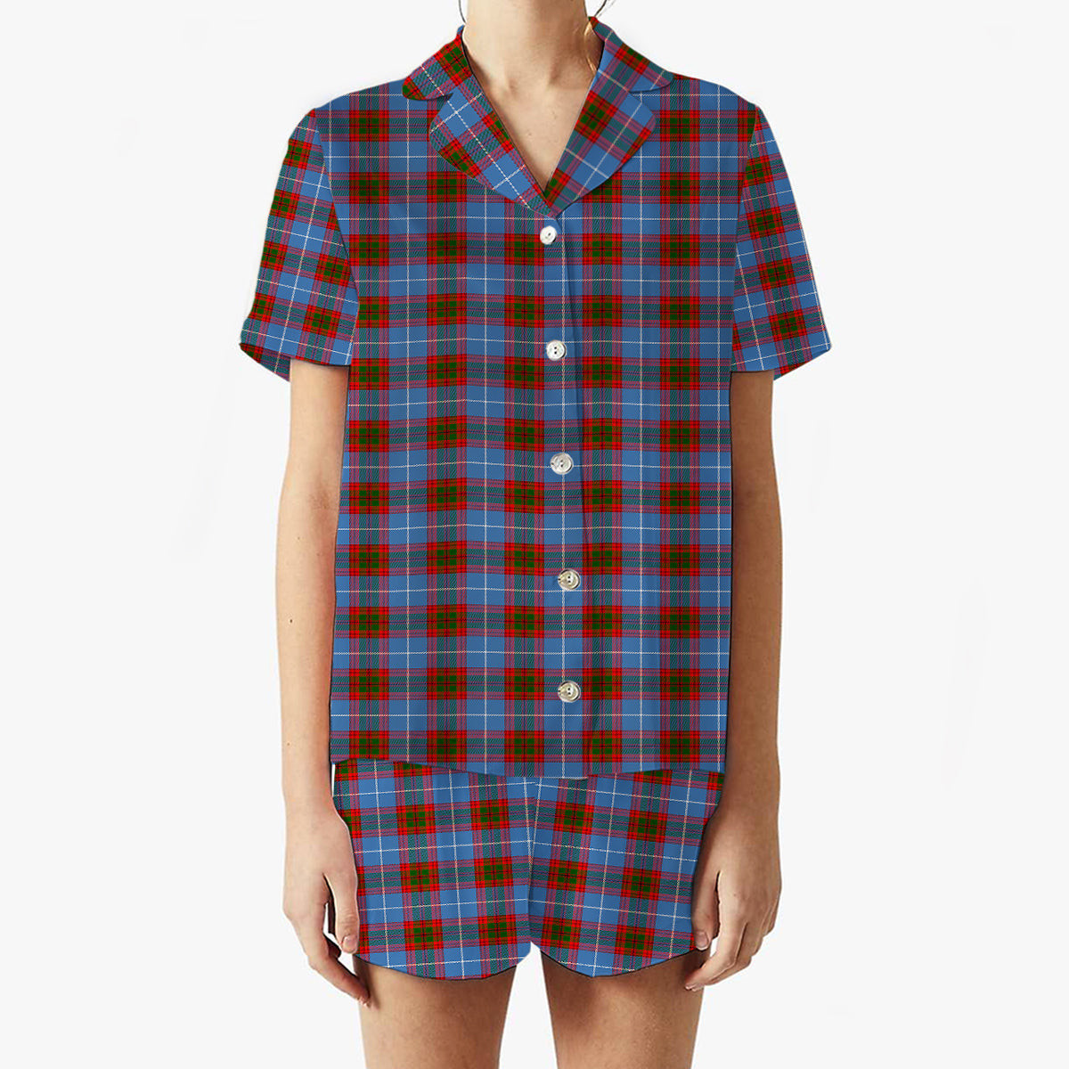 ScotsTee Shop Scottish Skirving Women's Short Sleeve Short Set Tartan Pyjama Set