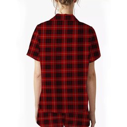 ScotsTee Shop Scottish Munro Black and Red Women's Short Sleeve Short Set Tartan Pyjama Set