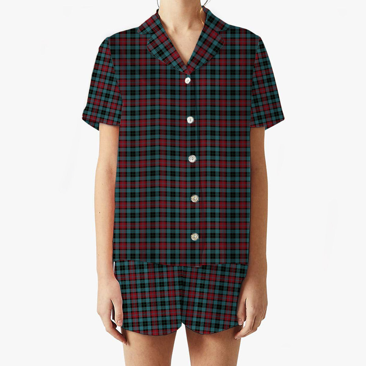 ScotsTee Shop Scottish Lindsay-McGee Ancient Clan Women's Short Sleeve Short Set Tartan Pyjama Set