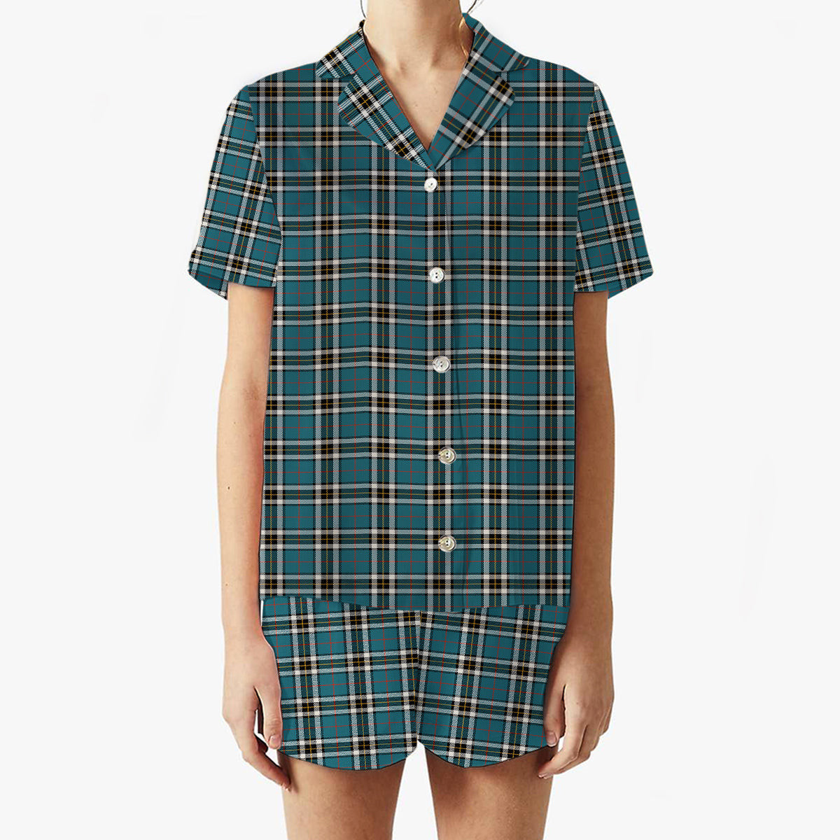 ScotsTee Shop Scottish McThomas Blue Ancient Women's Short Sleeve Short Set Tartan Pyjama Set