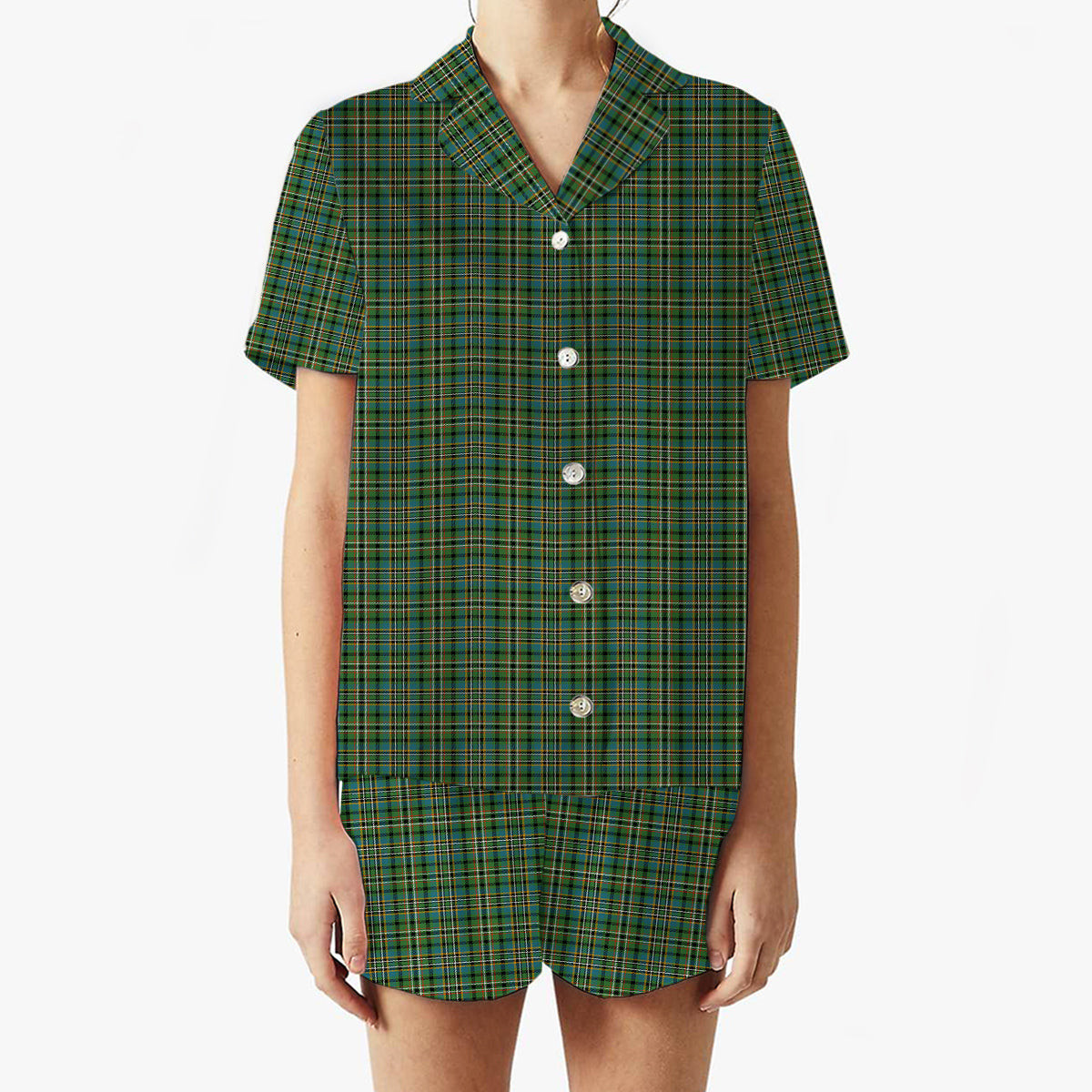 ScotsTee Shop Scottish Scott Green Ancient Women's Short Sleeve Short Set Tartan Pyjama Set