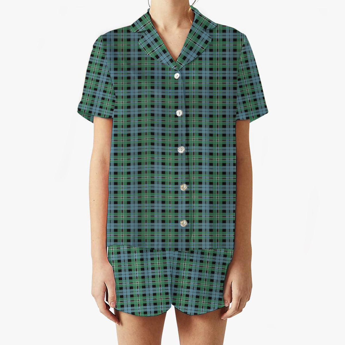 ScotsTee Shop Scottish Melville Modern Women's Short Sleeve Short Set Tartan Pyjama Set