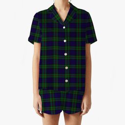 ScotsTee Shop Scottish MacKinlay 2_4 black stripes Women's Short Sleeve Short Set Tartan Pyjama Set