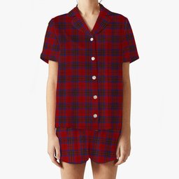 ScotsTee Shop Scottish Leslie Red Women's Short Sleeve Short Set Tartan Pyjama Set