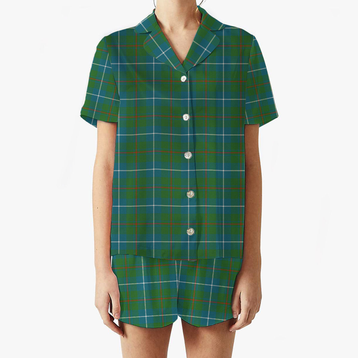ScotsTee Shop Scottish Irvine of Bonshaw Tower Ancient Women's Short Sleeve Short Set Tartan Pyjama Set