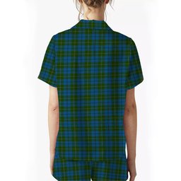 ScotsTee Shop Scottish Melville Two black lines Women's Short Sleeve Short Set Tartan Pyjama Set