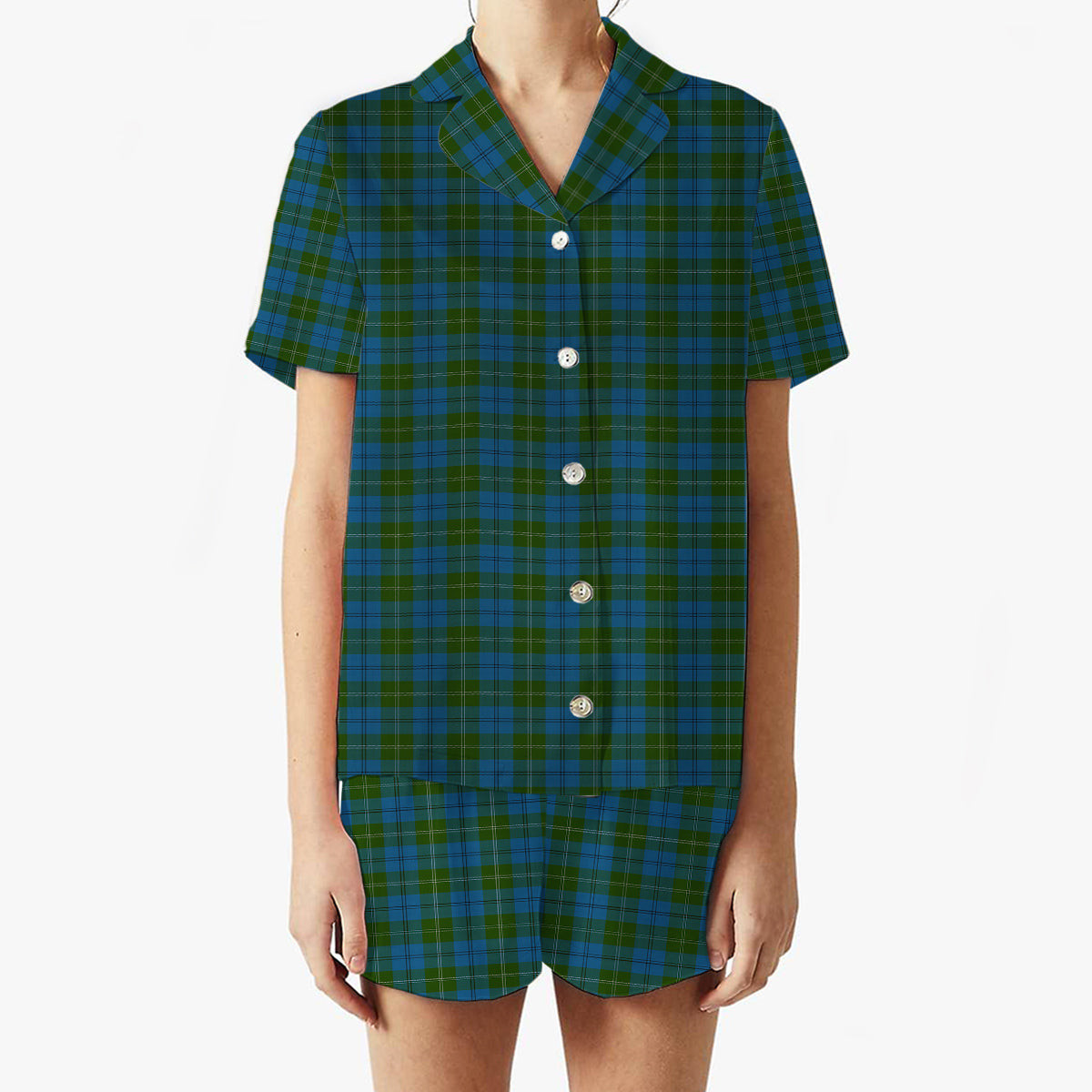 ScotsTee Shop Scottish Melville Two black lines Women's Short Sleeve Short Set Tartan Pyjama Set
