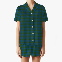 ScotsTee Shop Scottish Melville Two black lines Women's Short Sleeve Short Set Tartan Pyjama Set