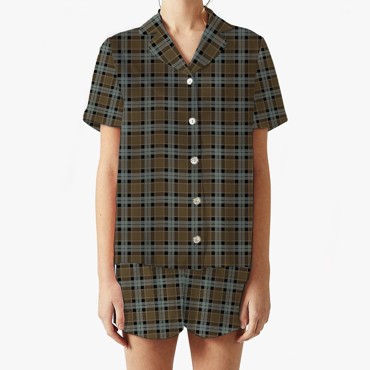 ScotsTee Shop Scottish Graham of Menteith Weathered Women's Short Sleeve Short Set Tartan Pyjama Set
