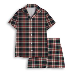 ScotsTee Shop Scottish Robertson Dress Modern Women's Short Sleeve Short Set Tartan Pyjama Set