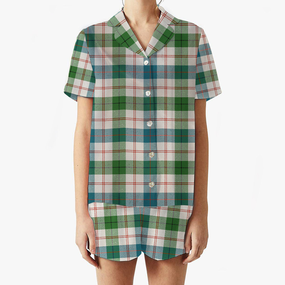 ScotsTee Shop Scottish Guthrie Dress Ancient Women's Short Sleeve Short Set Tartan Pyjama Set