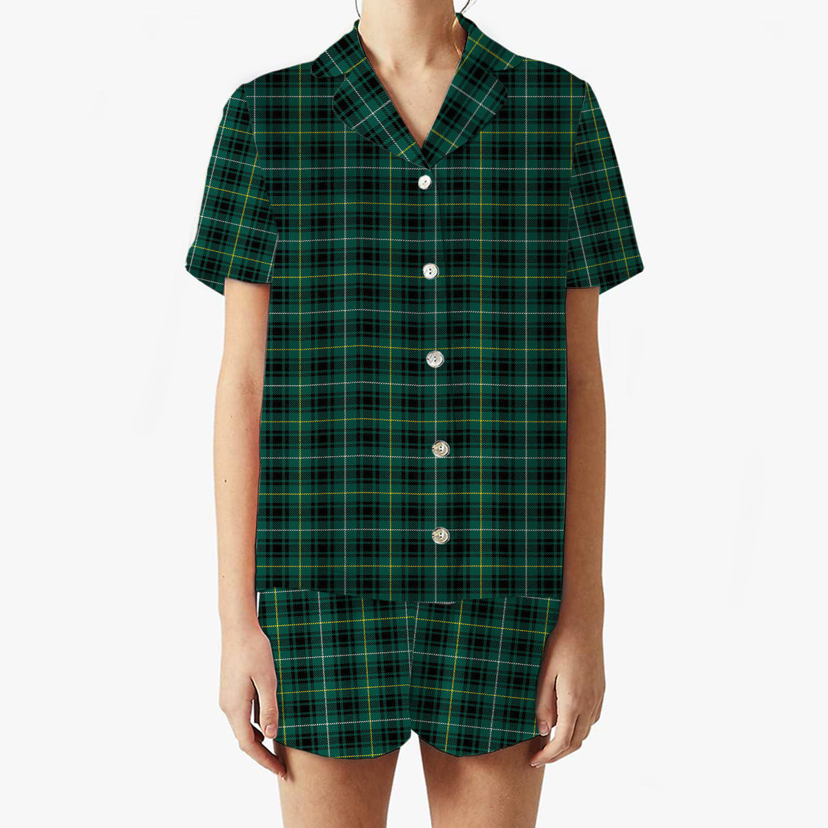ScotsTee Shop Scottish MacIver Hunting Modern Women's Short Sleeve Short Set Tartan Pyjama Set
