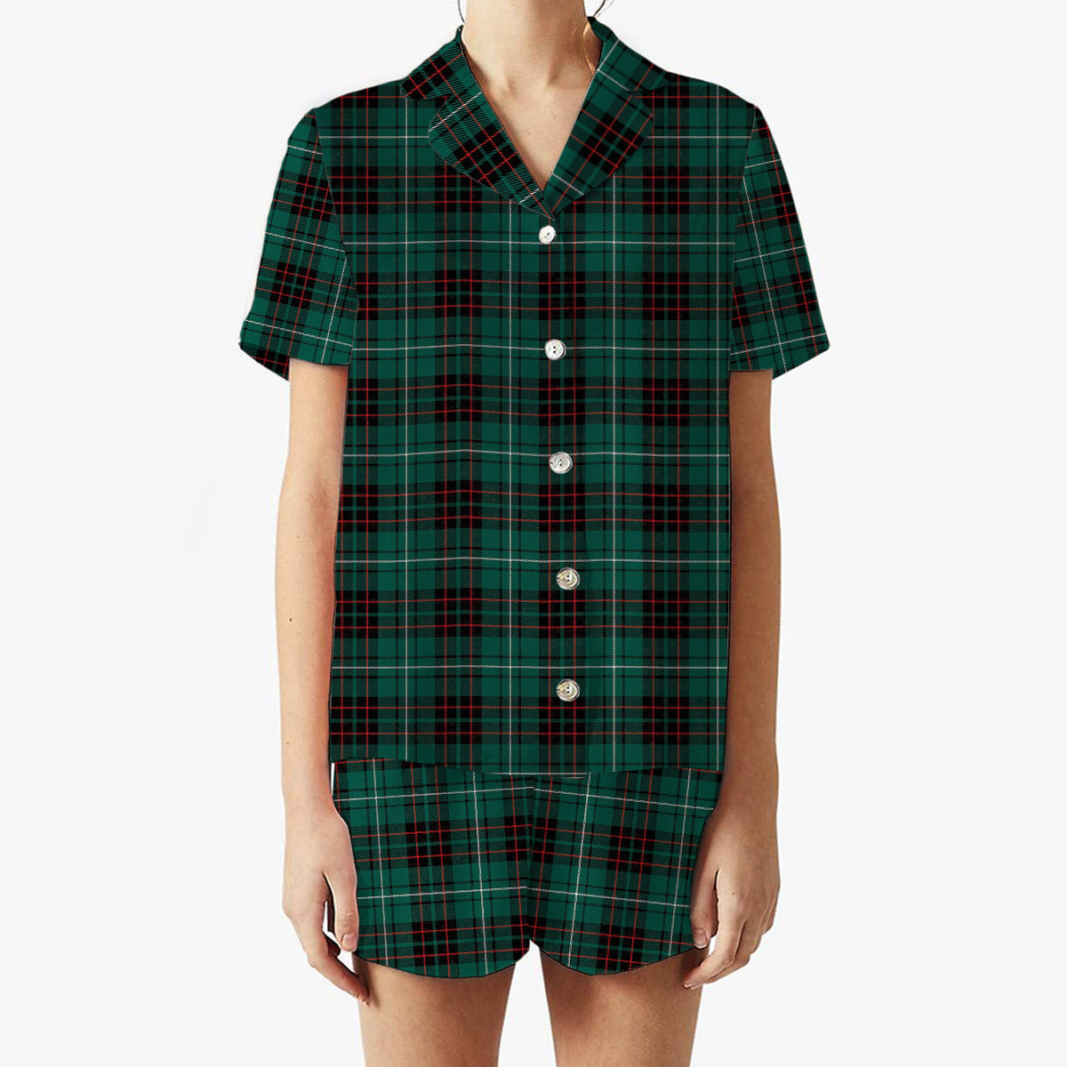 ScotsTee Shop Scottish MacAulay of Lewis Modern Women's Short Sleeve Short Set Tartan Pyjama Set