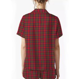 ScotsTee Shop Scottish Shaw Red Modern Women's Short Sleeve Short Set Tartan Pyjama Set