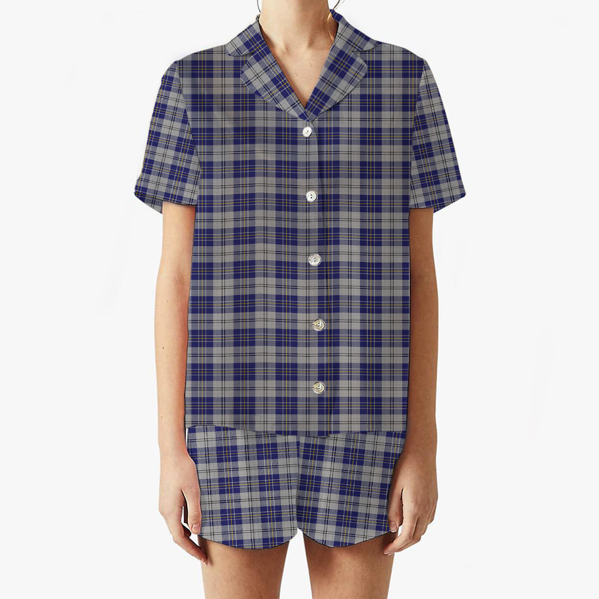 ScotsTee Shop Scottish MacPherson Dress Blue Women's Short Sleeve Short Set Tartan Pyjama Set