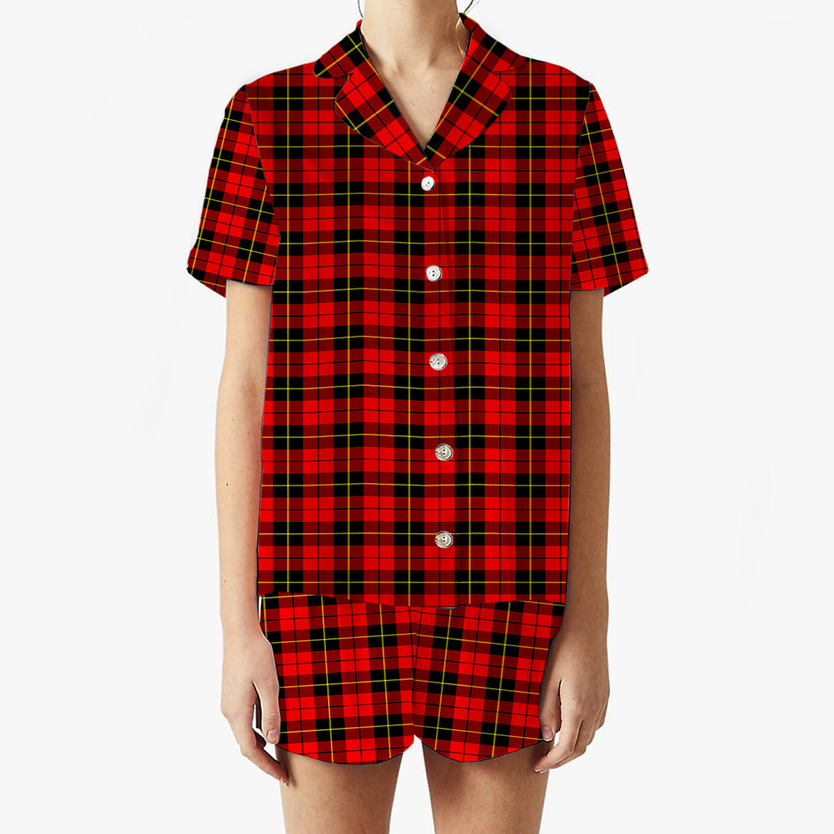 ScotsTee Shop Scottish Wallace Hunting - Red Women's Short Sleeve Short Set Tartan Pyjama Set
