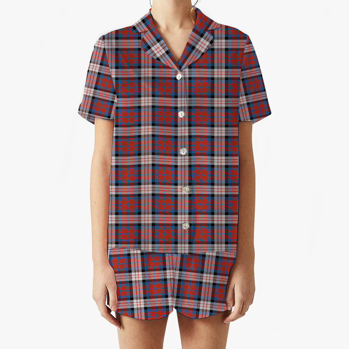 ScotsTee Shop Scottish McDonald Dress Irish Ancient Women's Short Sleeve Short Set Tartan Pyjama Set